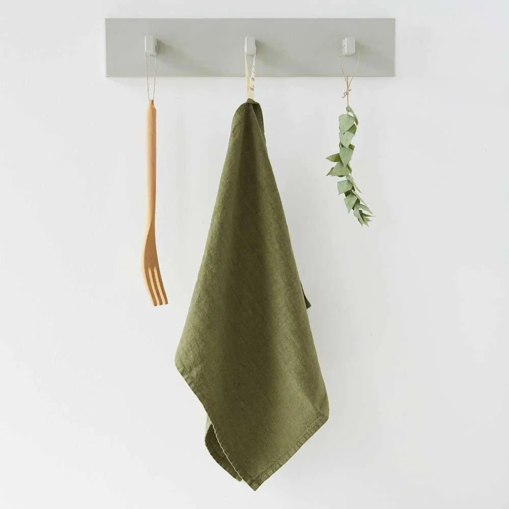 Linen Kitchen Towel Martini Olive