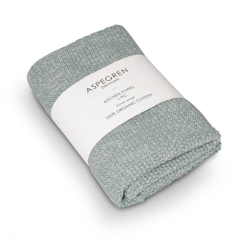 Kitchen Towel - 100% Orgainc Cotton - Knitted - Blend - Seagreen Light: Set of one / 40x50 cm