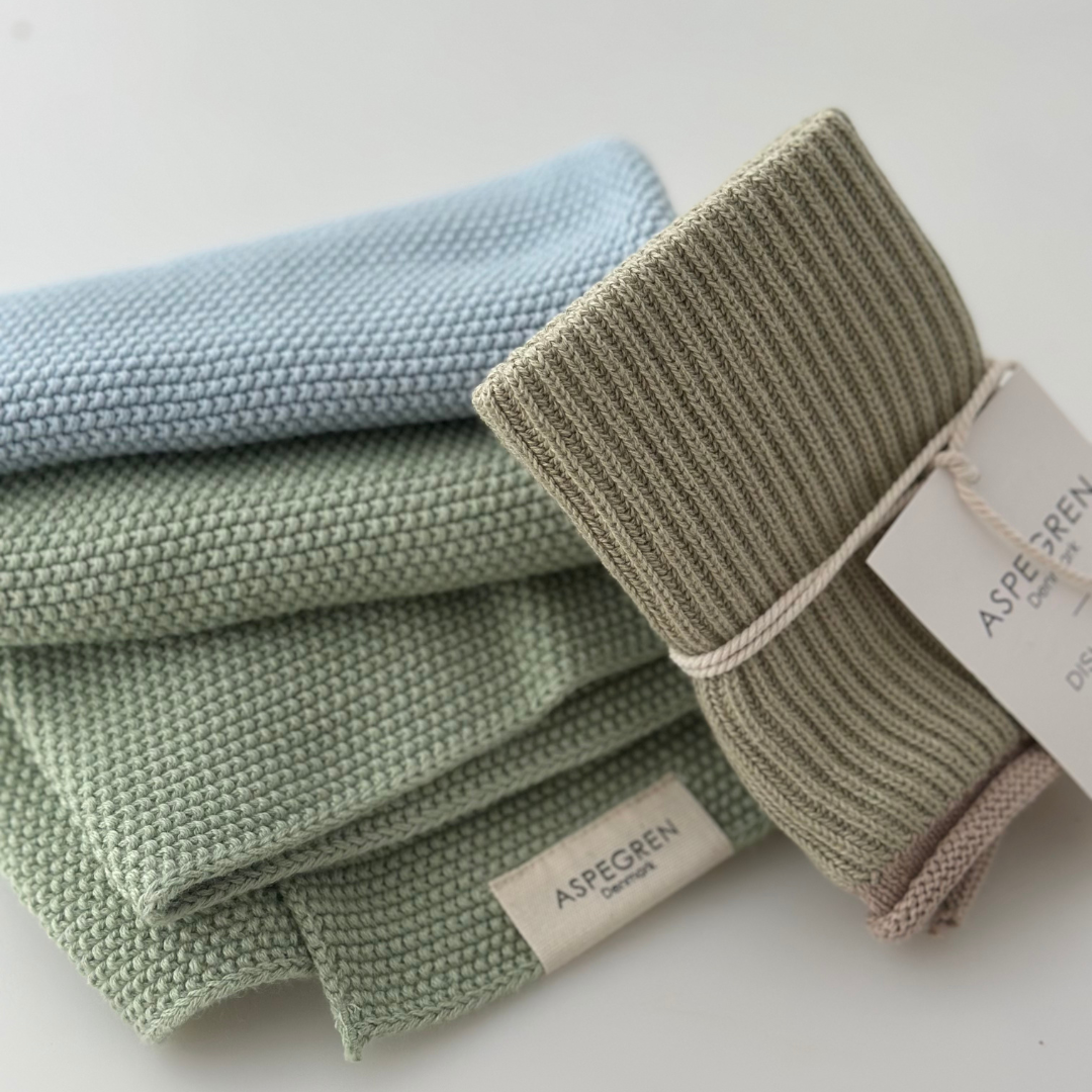 Kitchen Towel - 100% Orgainc Cotton - Knitted - Solid - Tender Green: 4 pcs. / 40x50 cm