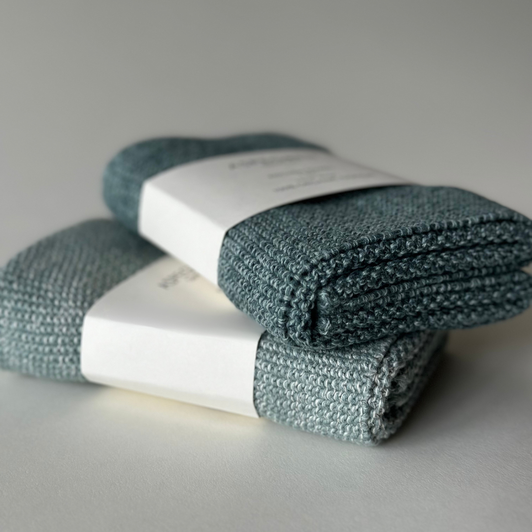 Kitchen Towel - 100% Orgainc Cotton - Knitted - Blend - Seagreen Light: Set of one / 40x50 cm