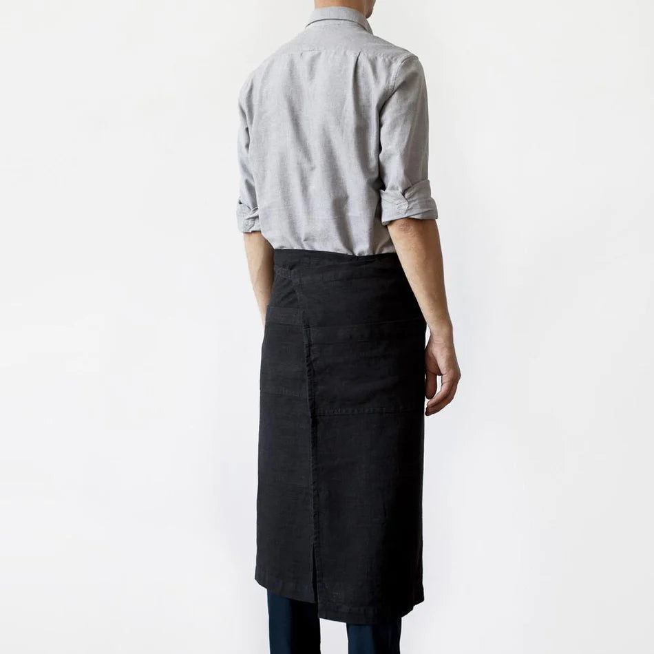Linen Garcon Apron Black