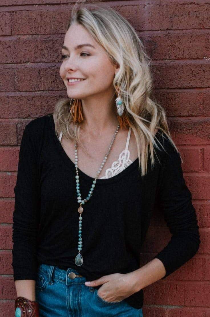 Ryder Long Sleeve Bralette Tee - Black: Black / XL