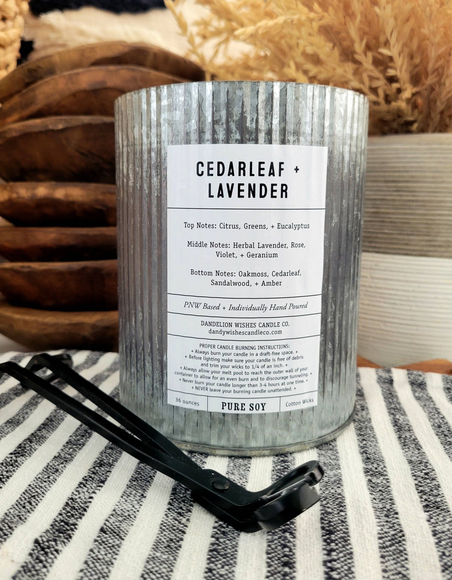 Extra Large Rustic Galvanized Tin Candle: Bubbly Pink Lemonade