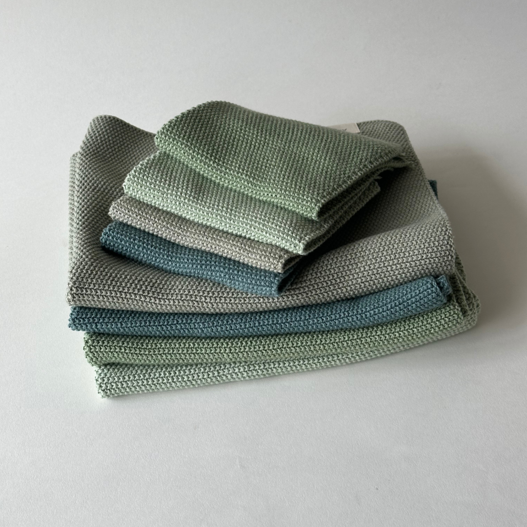 Kitchen Towel - 100% Orgainc Cotton - Knitted - Solid - Tender Green: 4 pcs. / 40x50 cm