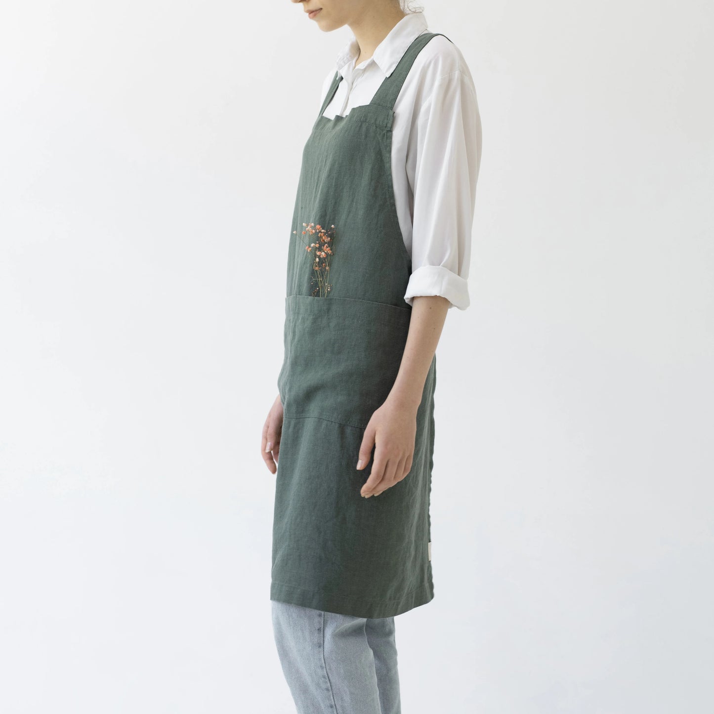 Linen Crossback Forest Green
