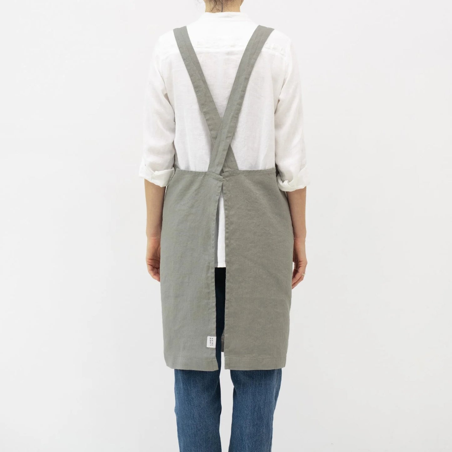Linen Crossback Apron Khaki
