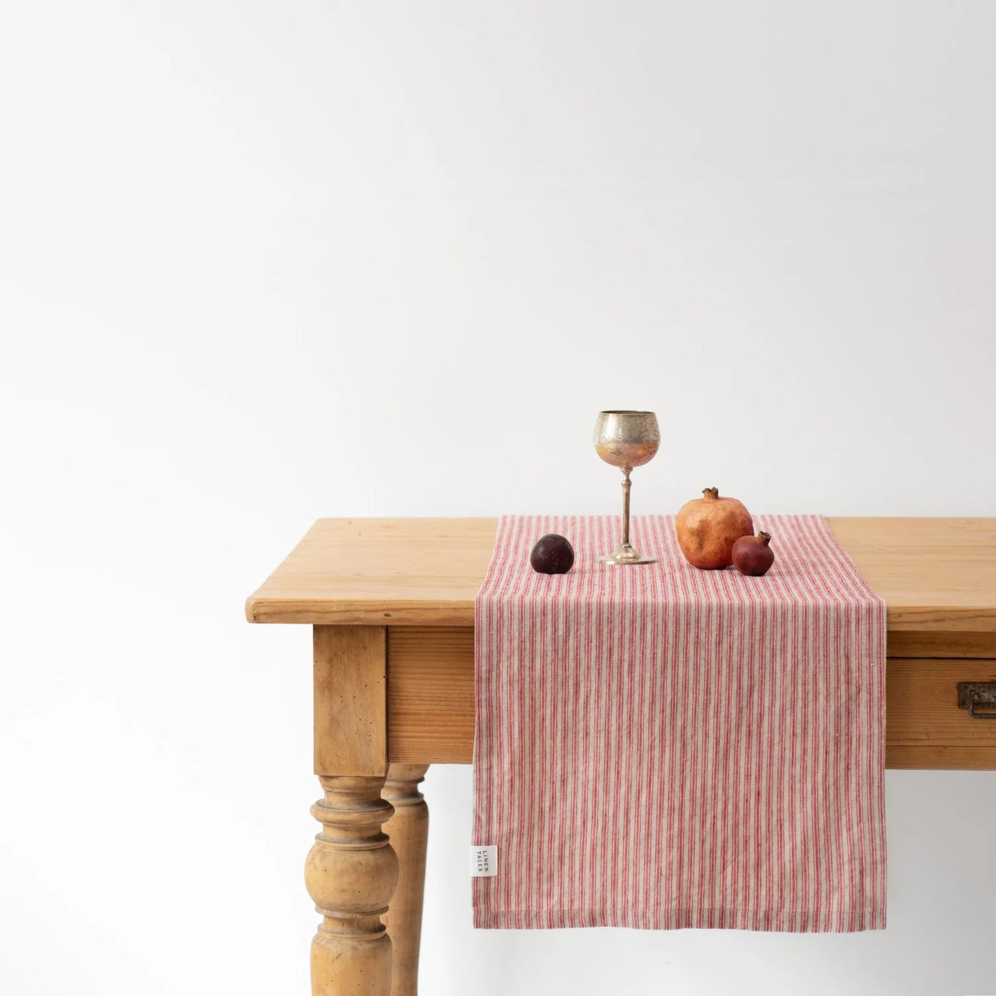 Linen Table Runner Red Natural Stripes