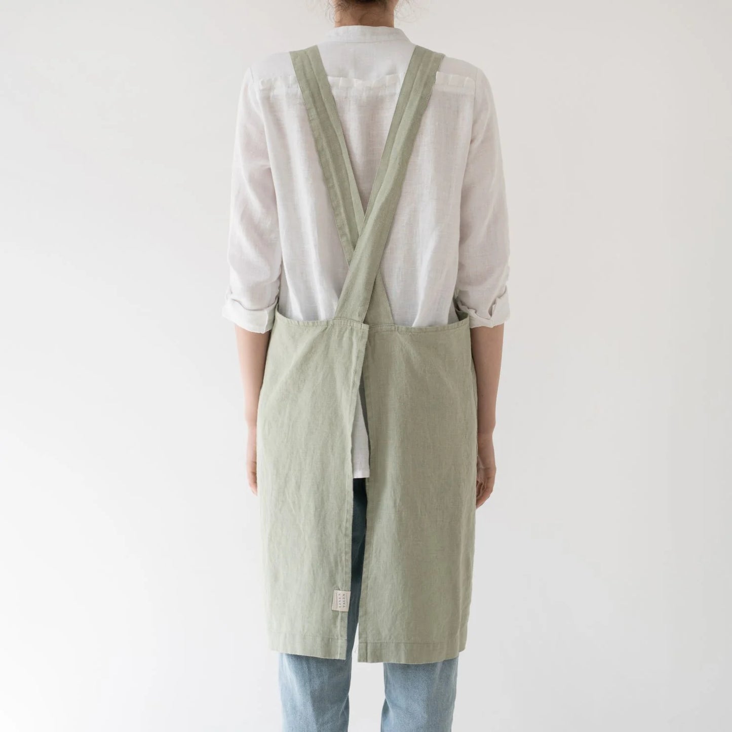 Linen Crossback Apron Sage