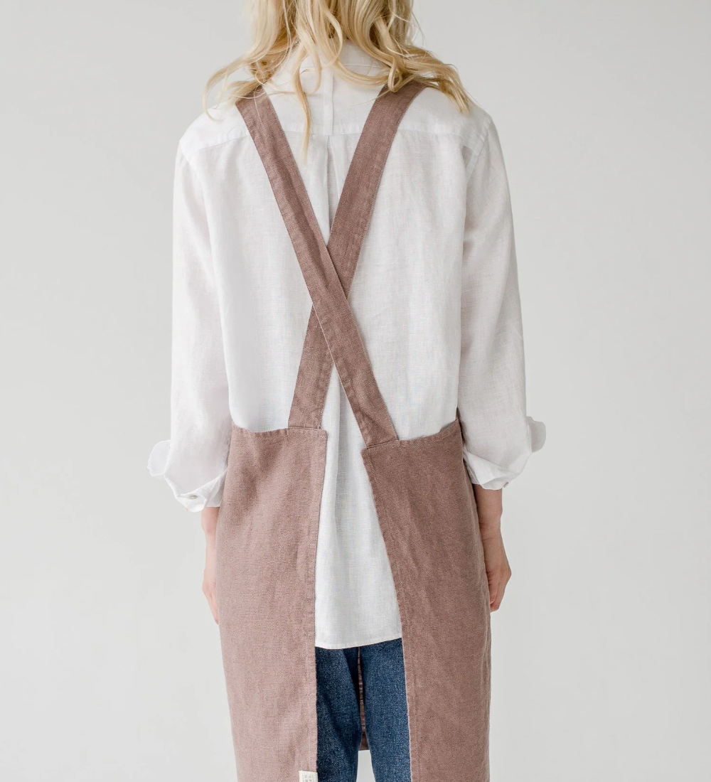 Linen Crossback Apron Ashes of Roses