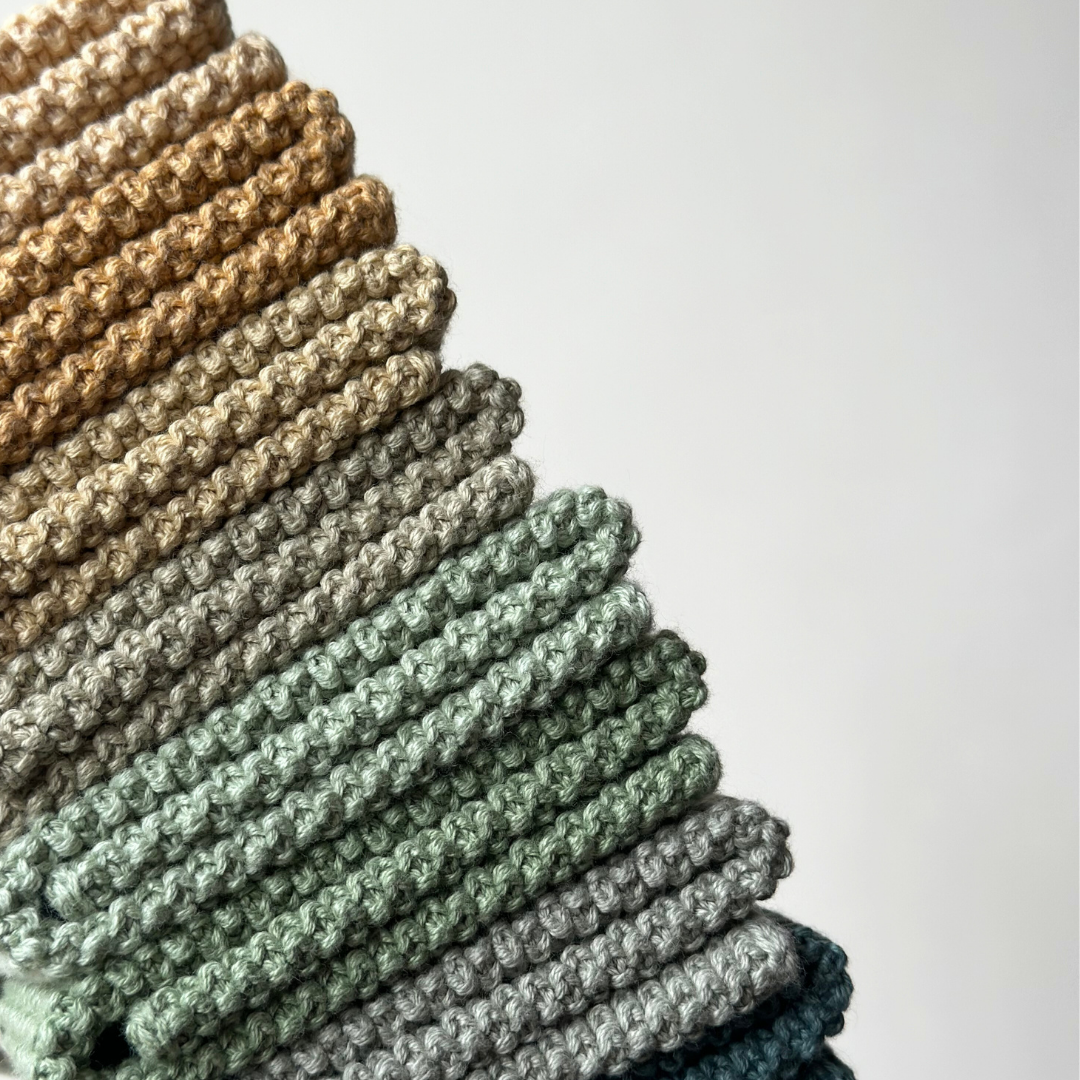 Dishcloths - 100% Orgainc Cotton - Set of two - Knitted - Solid - Pampas: 6 sets of two / 26x26 cm