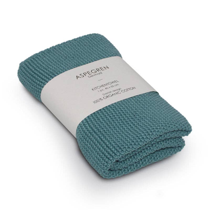 Kitchen Towel - 100% Orgainc Cotton - Knitted - Solid - Aqua Sea: 4 pcs. / 40x50 cm