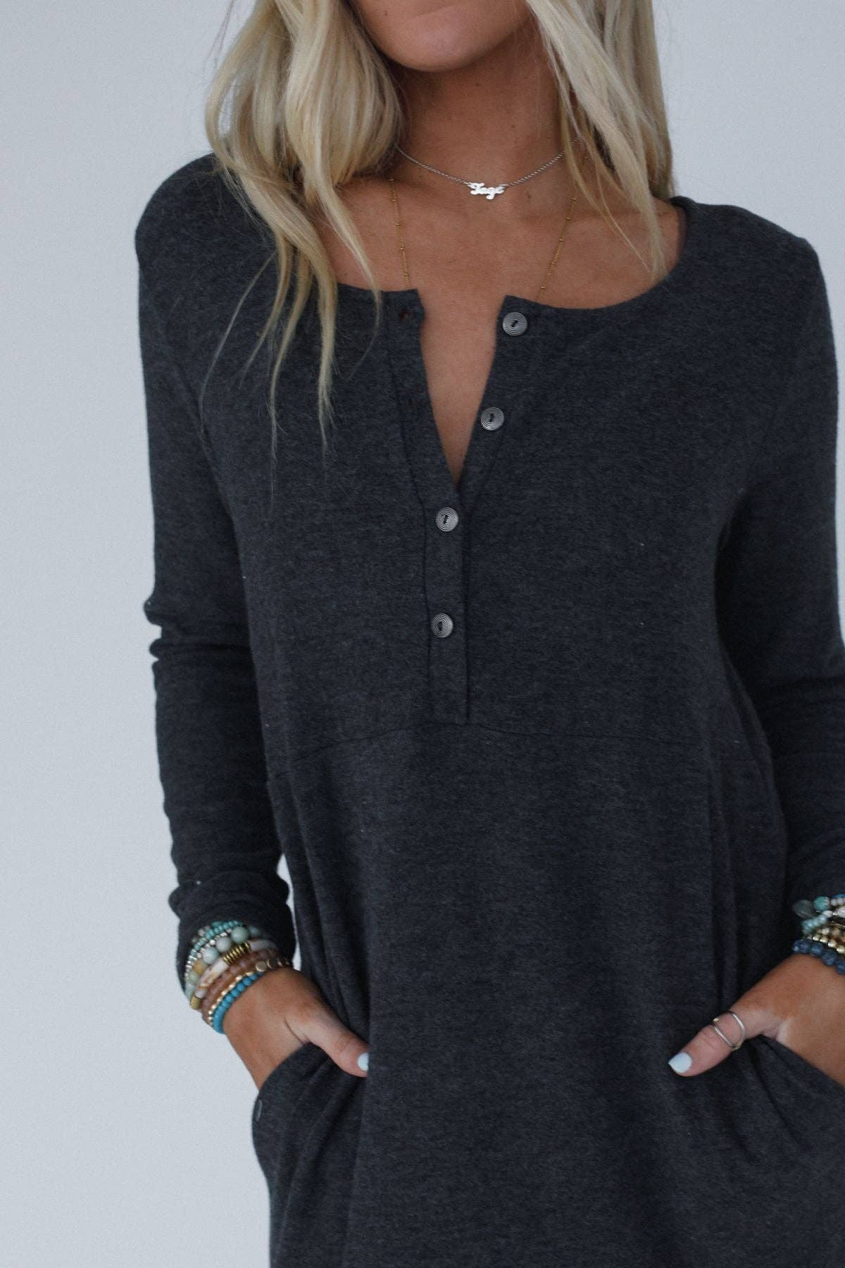 Simply Comfort Dress - Charcoal: XL