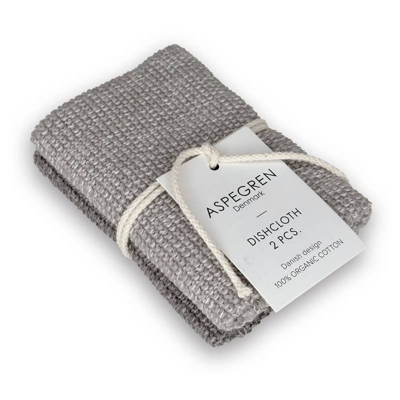 Dishcloths - 100% Orgainc Cotton - Set of two - Knitted - Blend - Gray: 6 sets of two / 26x26 cm