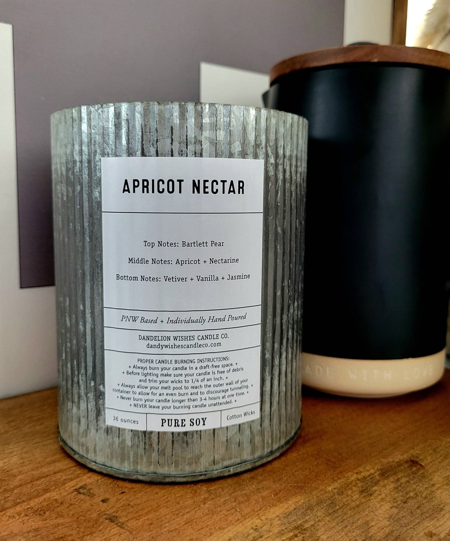 Extra Large Rustic Galvanized Tin Candle: Dark Waters