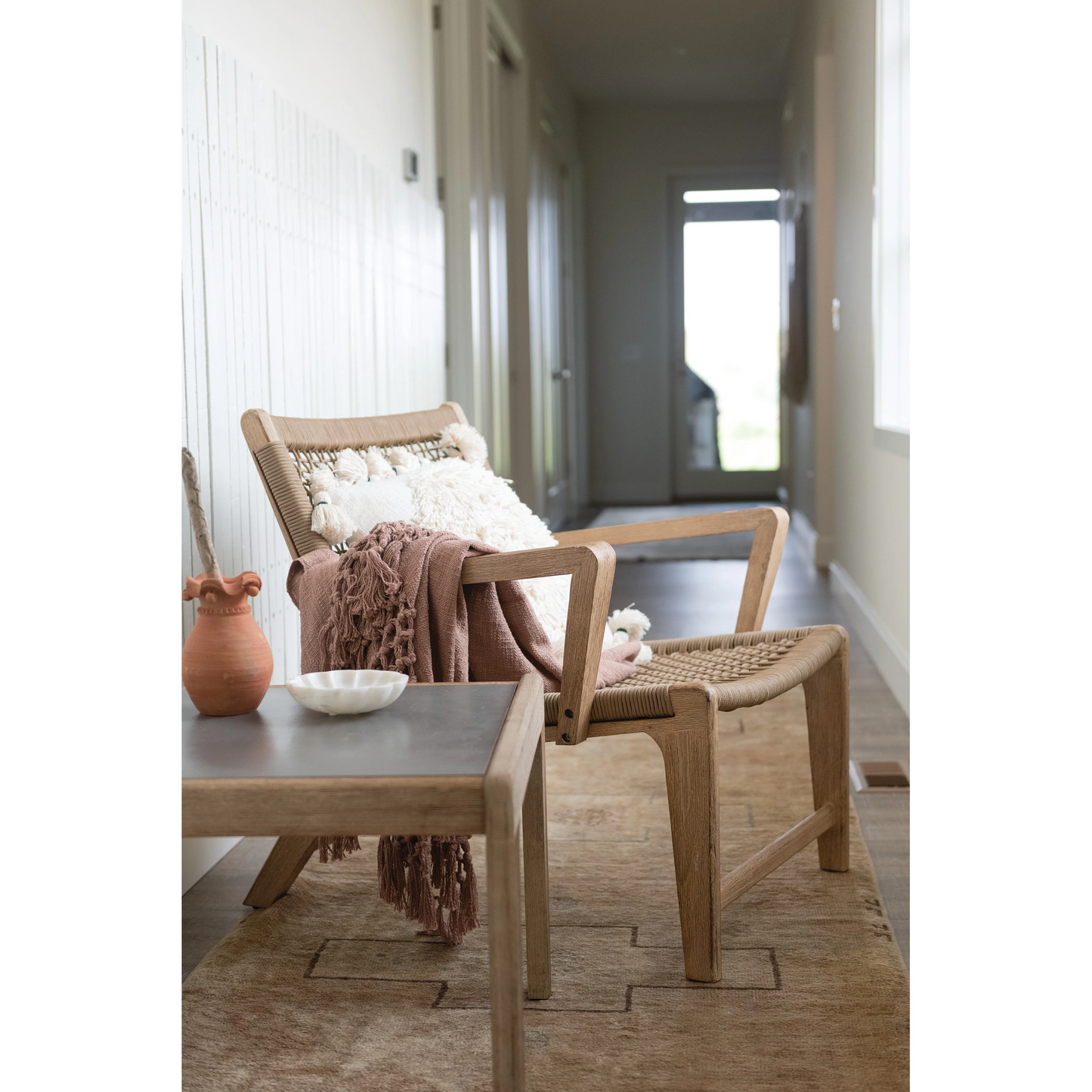 Woven Cotton Fringe Throw Putty