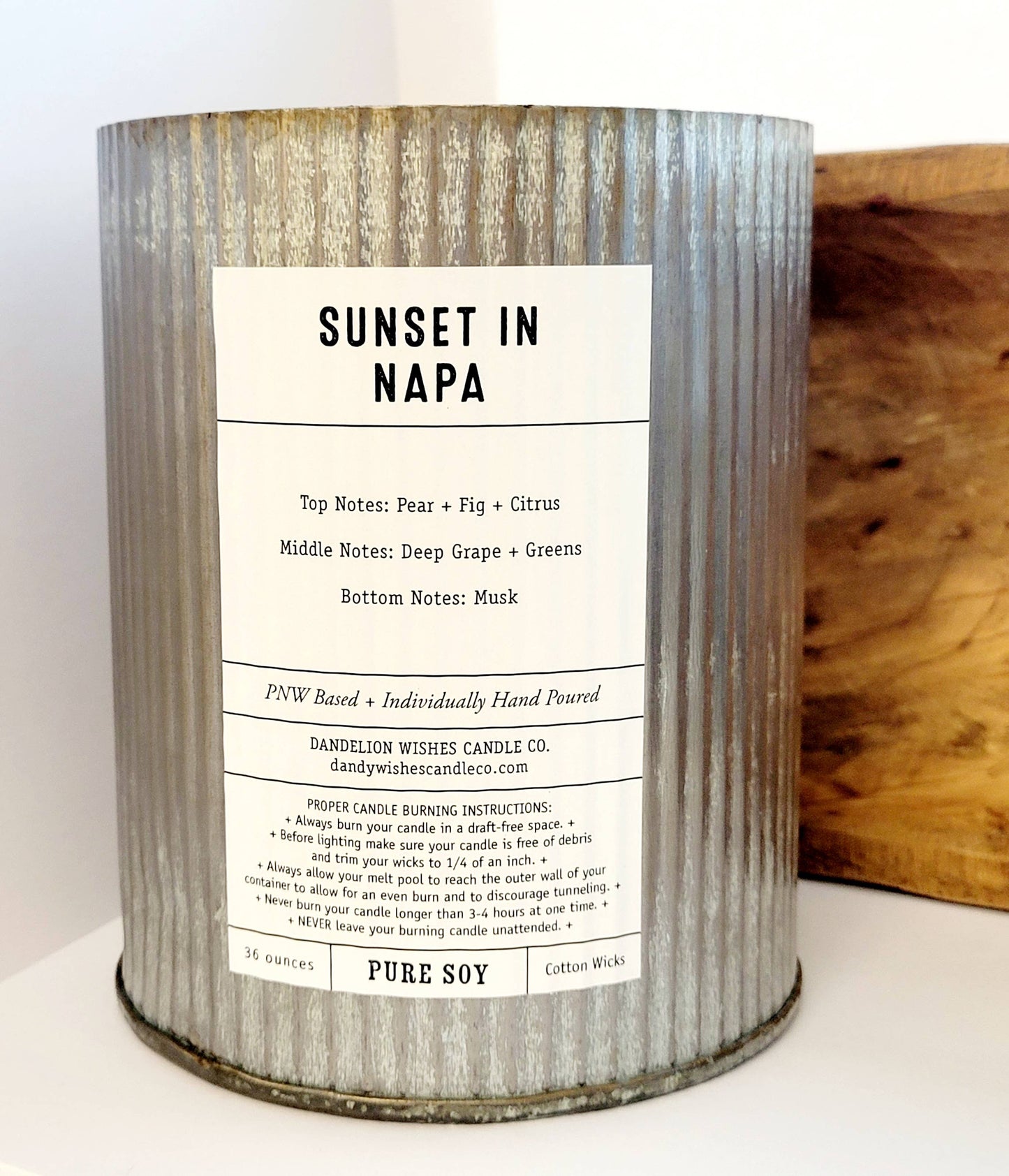Extra Large Rustic Galvanized Tin Candle: Bubbly Pink Lemonade
