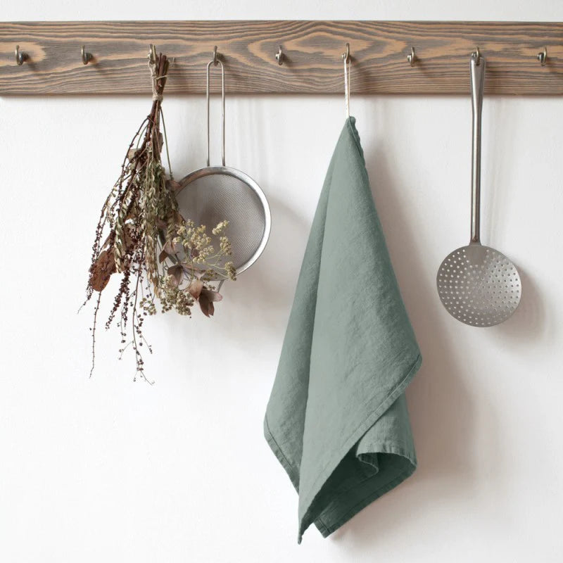 Linen Kitchen Towel Green Milieu
