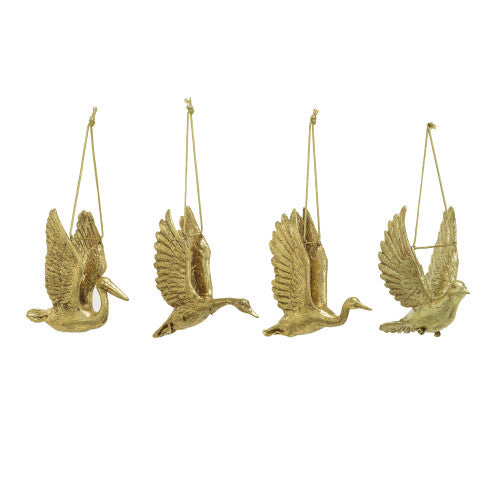 Resin Flying Bird Ornament Gold Finish