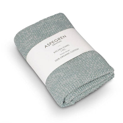 Kitchen Towel - 100% Orgainc Cotton - Knitted - Blend - Seagreen Light: Set of one / 40x50 cm