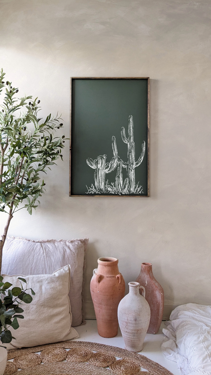 Cactus Wood Sign: Forest Green / 24” x 36”
