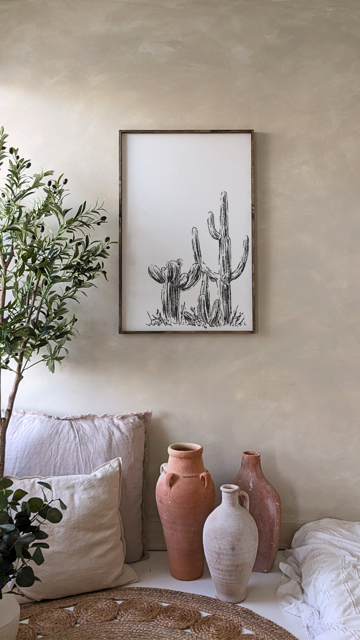 Cactus Wood Sign: Forest Green / 24” x 36”