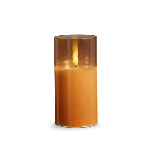 3" Gold Glass Ivory Pillar Candle