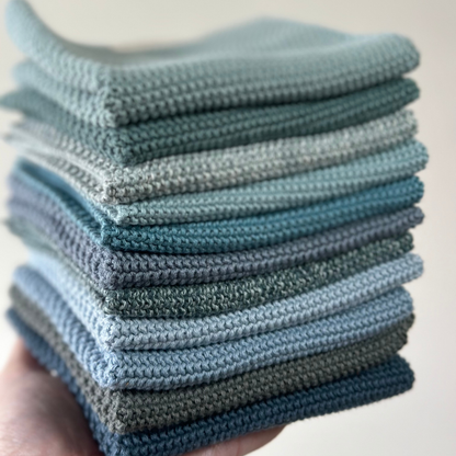 Dishcloths - Knitted - Solid - Skyway: 6 sets of two / 26x26 cm