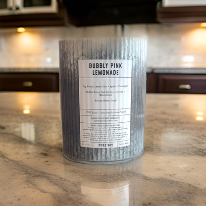 Extra Large Rustic Galvanized Tin Candle: Love Story