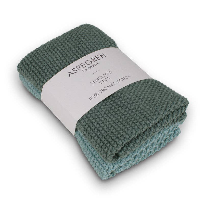 Dishcloths - 100% Organic Cotton - Set of 2 - Knitted: 6 sets of two / 26x26 cm