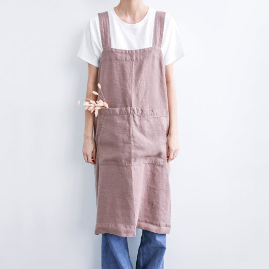 Linen Pinafore Apron Ashes of Roses