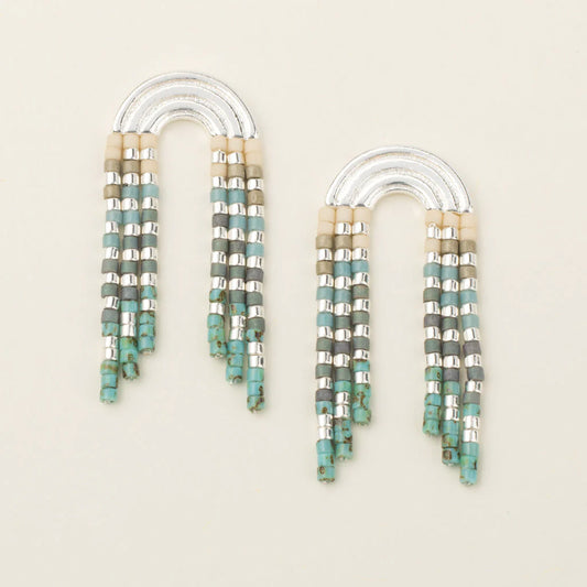 Chromacolor Miyuki Rainbow Fringe Earring: Turquoise/Silver