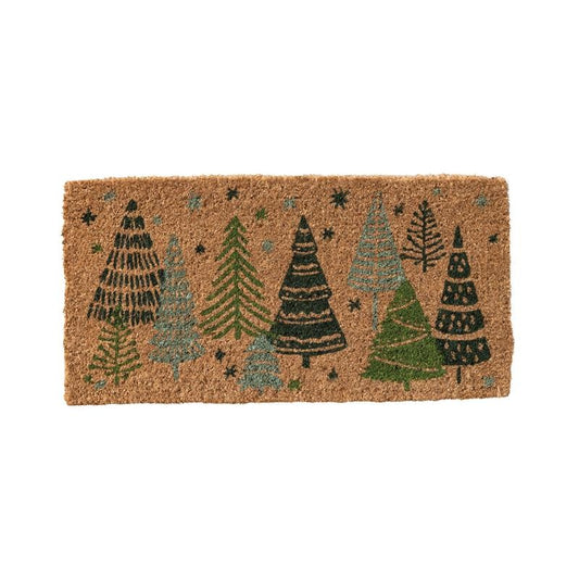 Christmas Tree & Stars Coir Doormat