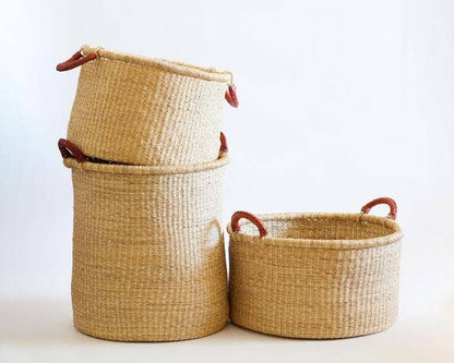 Kwasi Tall Hamper - Red Brown Handle