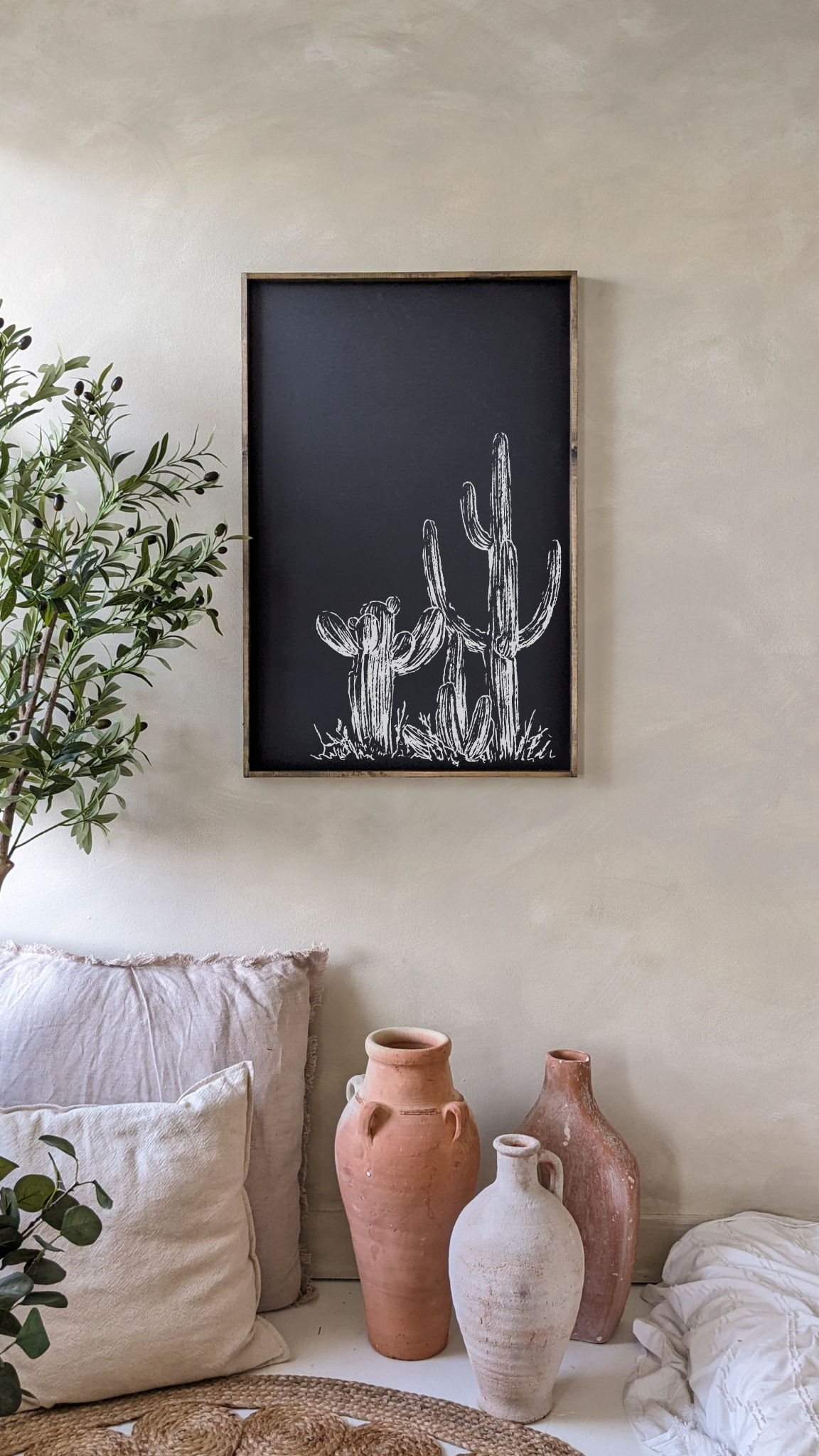 Cactus Wood Sign: Forest Green / 24” x 36”