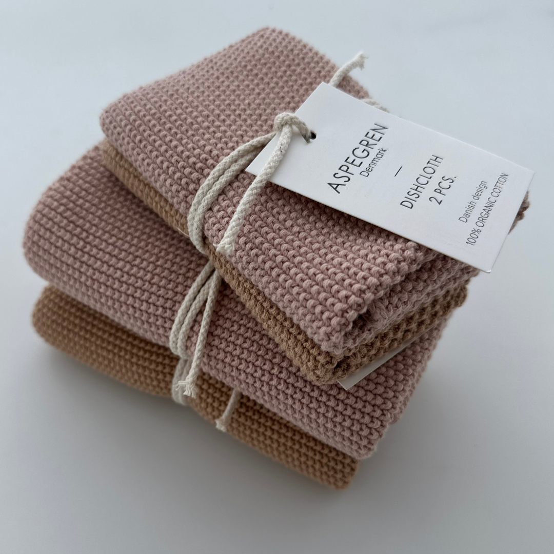 Dishcloths - 100% Organic Cotton - Set of 2 - Knitted: Two / 24x24 cm