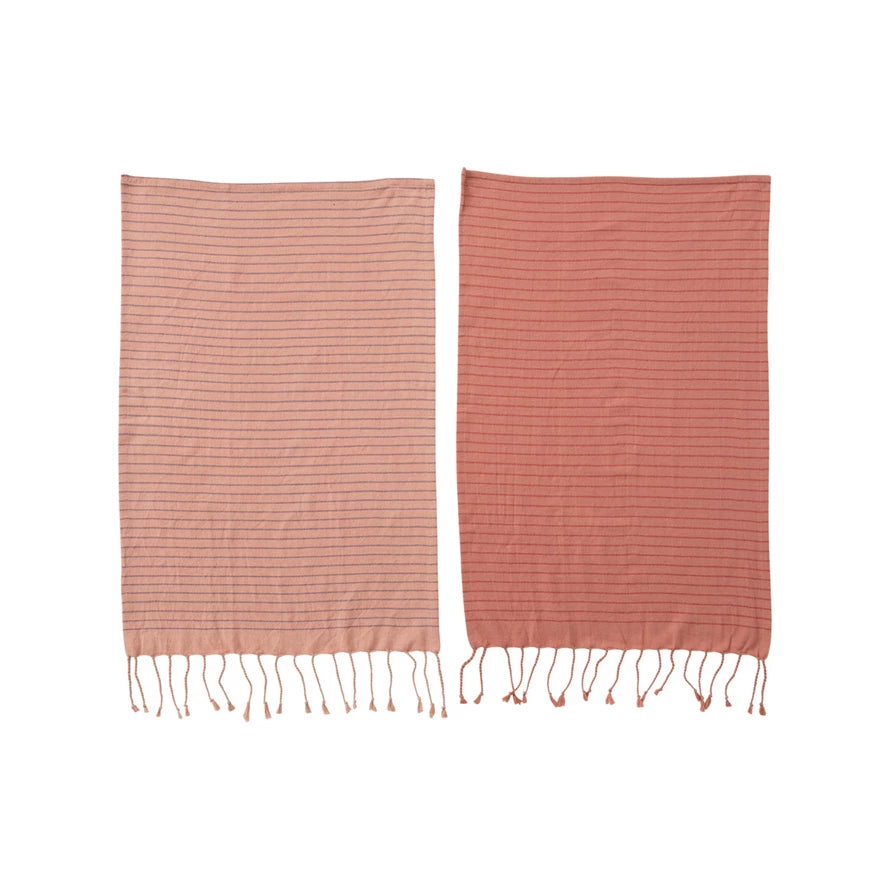 Turkish Cotton Tea Towel with Stripe and Fringe