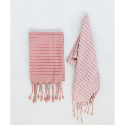 Turkish Cotton Tea Towel with Stripe and Fringe