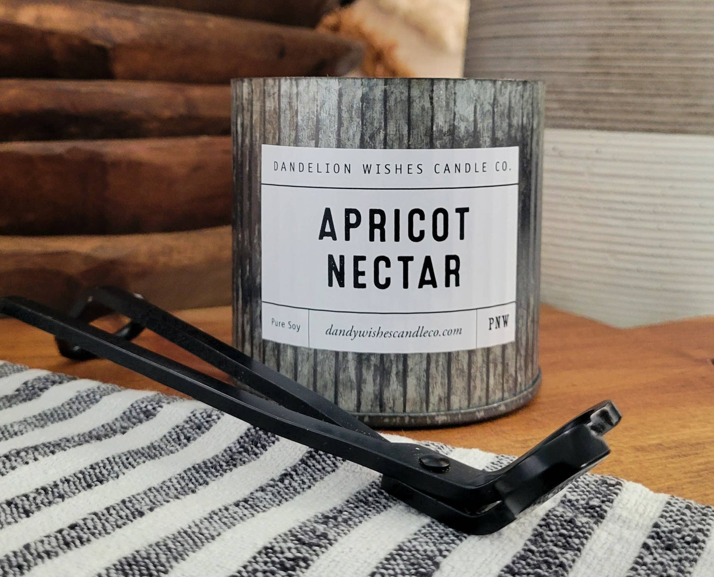 12 oz. Rustic Galvanized Tin Candle: Apricot Nectar - Sweet and tart apricot with a touch of floral and greens.