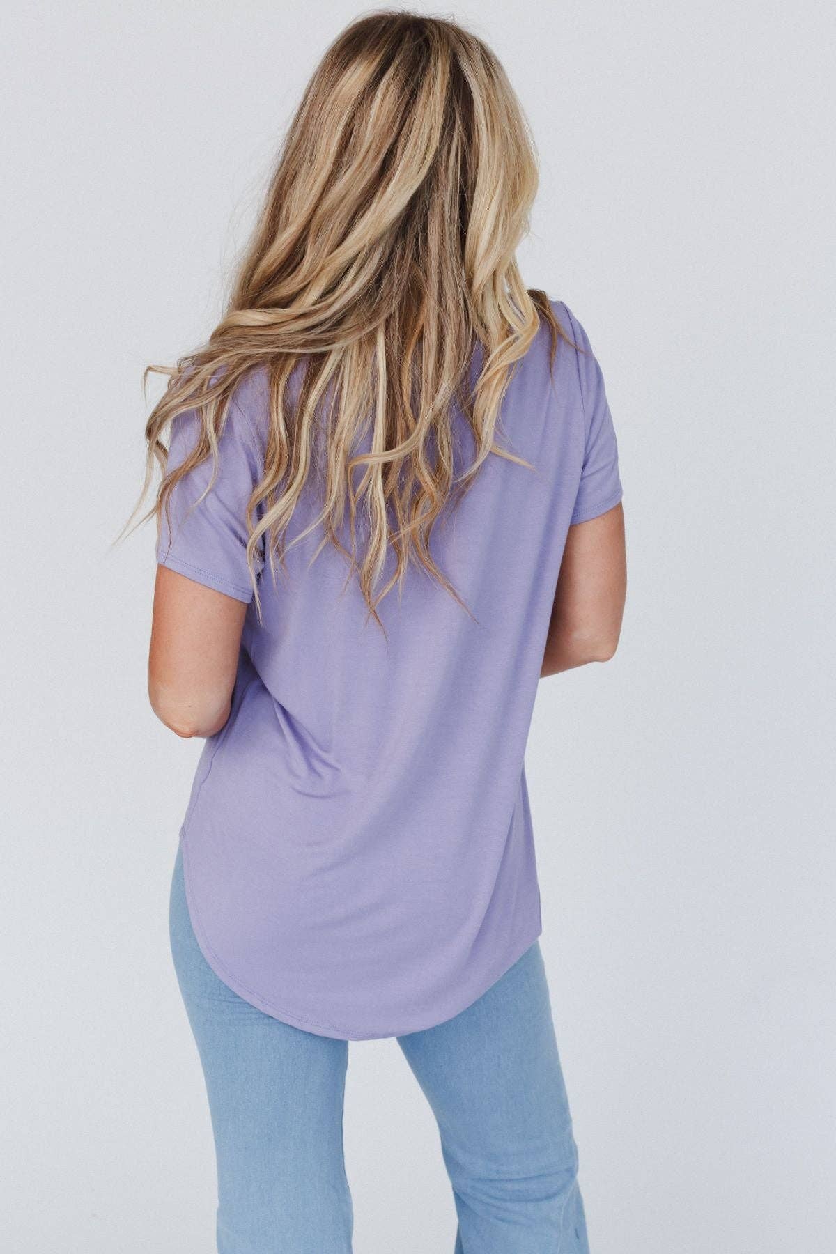 Scoop Neck Bralette Tee - New Lavender: XL