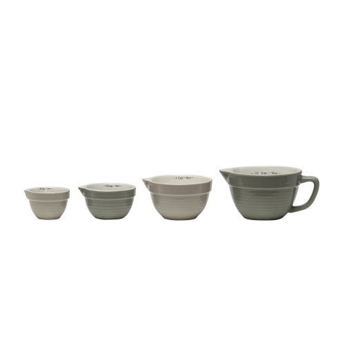 Stoneware Batter Bowl Measuring Cups Grey