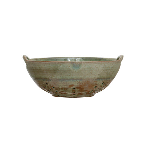 Stoneware Berry Bowl with Handles Aqua