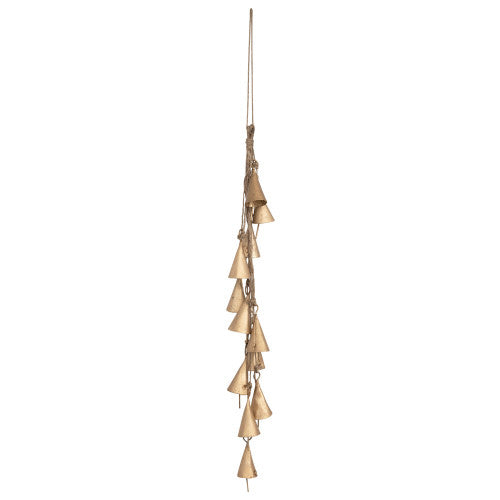 Hanging Metal Bell Cluster with Jute Hanger